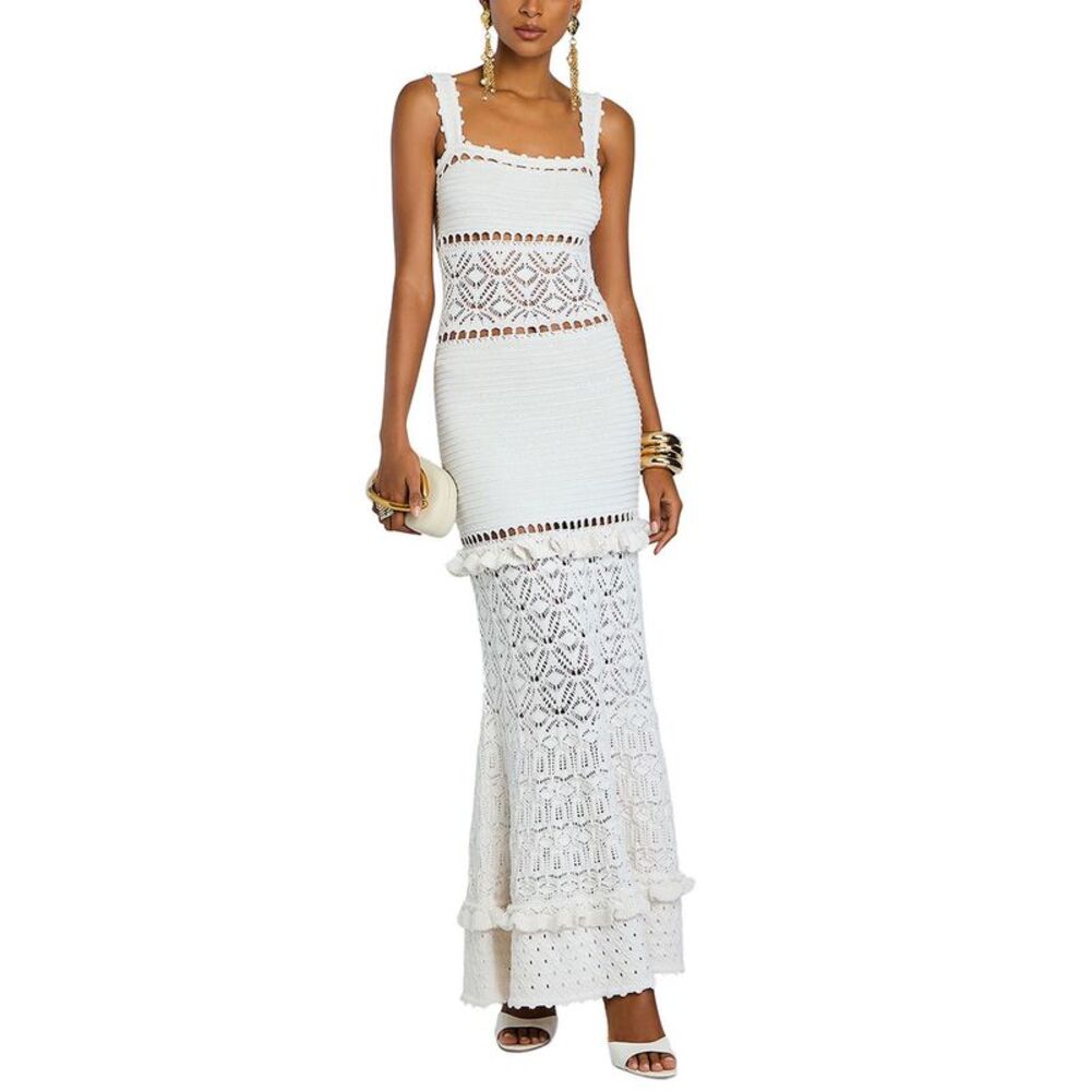 Retrofete Womens Winona Crochet Dress X-Small Metallic White - NWT $598